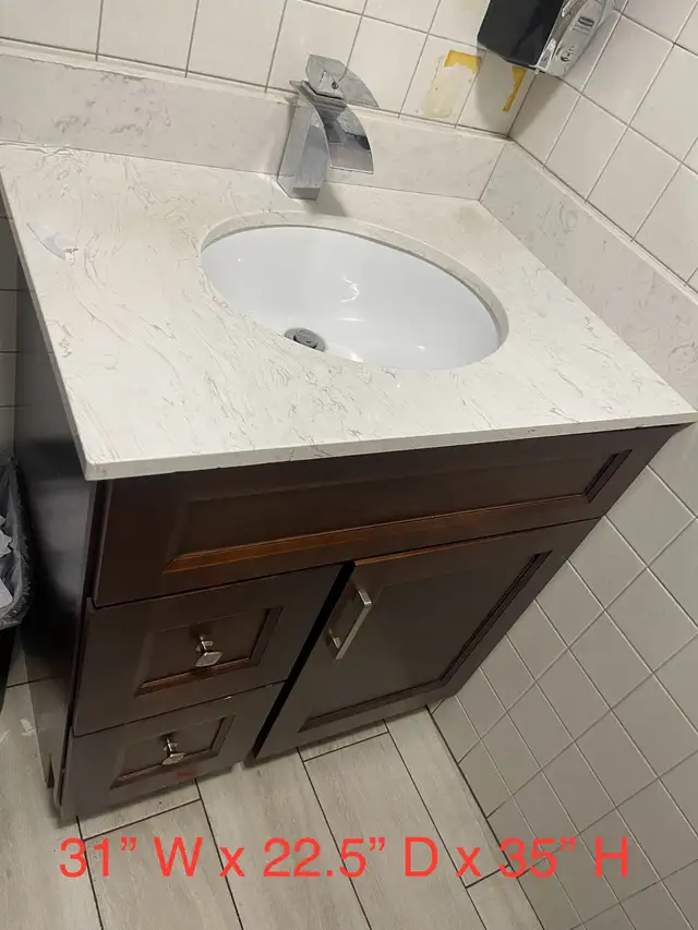 bathroom sink  31”W x 22.5”D x 35”H