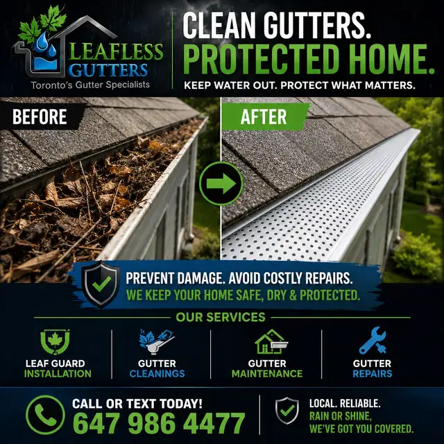     Clogged Gutters? We Fix & Protect Them Permanently in Lawn, Tree Maintenance & Eavestrough in City of Toronto - Image 2