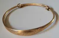 Antique Solid Brass Handmade Adjustable Bangle w/Chinese Symbols