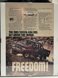  Vintage Toyota Truck 1985 Original Hilux Tacoma SR5 Ad Framed