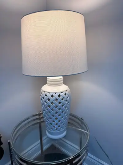 White Ceramic Lattice Table Lamp, View more