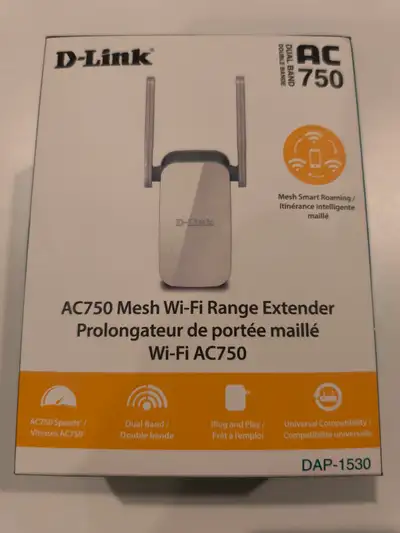 D-Link AC750 Mesh Wi-Fi Range Extender DAP-1530, View more
