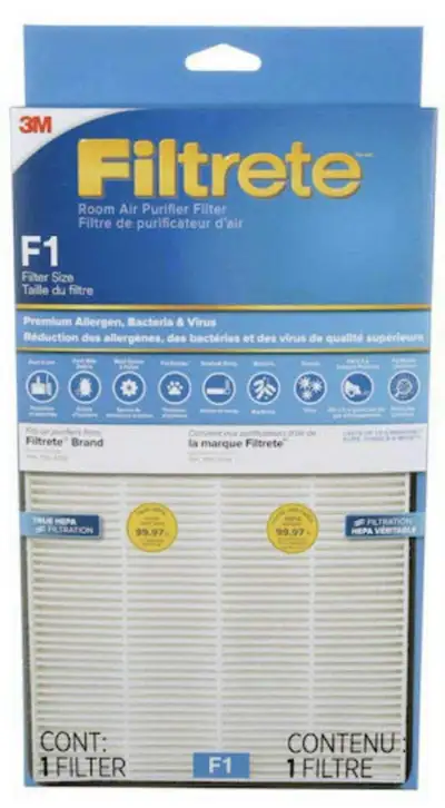 Filtrete F1 Filter size, 3M True Hepa filtration, View more