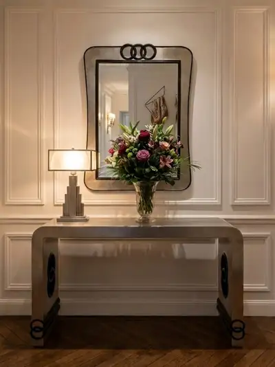 Vintage art deco style console table and wall mirror , View more