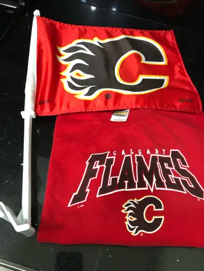 Flames Flag+ (XL)Adult 100% Short Sleeve T-Shirt (Never Worn), View more