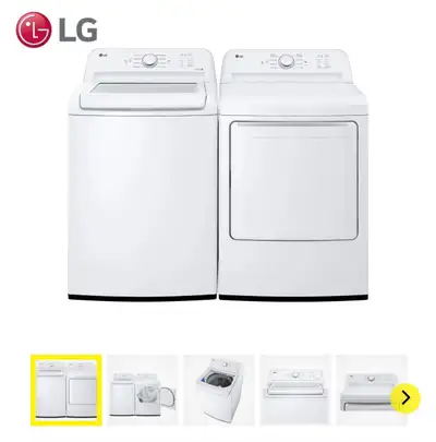 LG White Top Load Washer & Dryer with Sensor Dry, View more