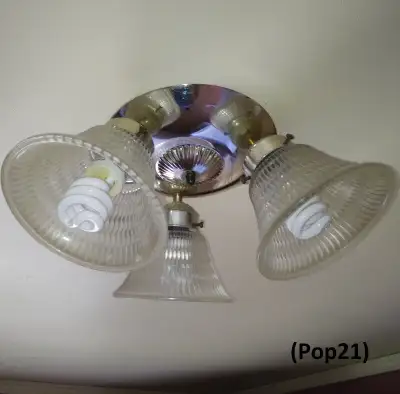 Light - Indoor, Ceiling, Flush Mount, 3-Light, Bell Glass Shade, View more