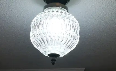 Vintage Italian Glass Brass Flush Mount Ceiling Light Pendant, View more