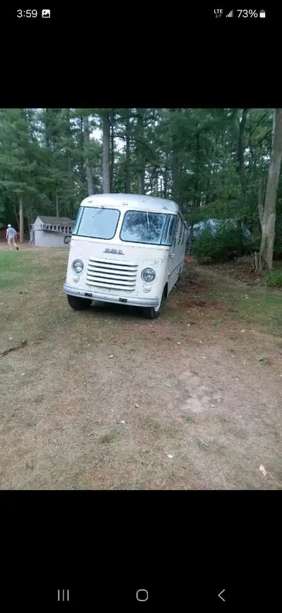 Nice vintage camper. It's a 1954 GMC 34' With a 235 inline 6cyl and 4 speed manual transmission. Bod...