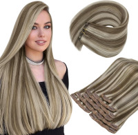 NEW: 22 Inch Clip In Real Human Hair Extensions, 120g