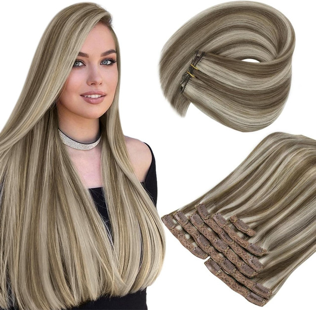 NEW: 22 Inch Clip In Real Human Hair Extensions, 120g in Health & Special Needs in Markham / York Region