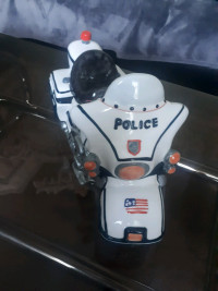 Police motorcycle bike cookie jar 
