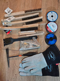 MIG Welding equipment - gloves, wire, hammer, etc.