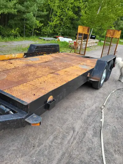 Steel 20' float trailer. 16" tires like new. 83.5" between fenders. 7 ton. $3800 Equipment trailer S...