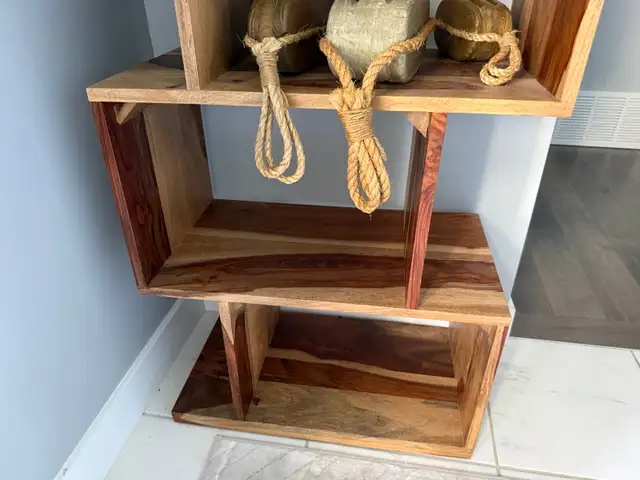 Real Acacia Wood Bookshelf As New! in Bookcases & Shelving Units in Edmonton - Image 4