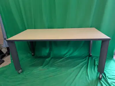 Mobile Woodgrain height adjustable Table – Free Delivery, View more