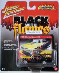 Johnny Lightning BLACK with Flames '66 Chevy NOVA SS