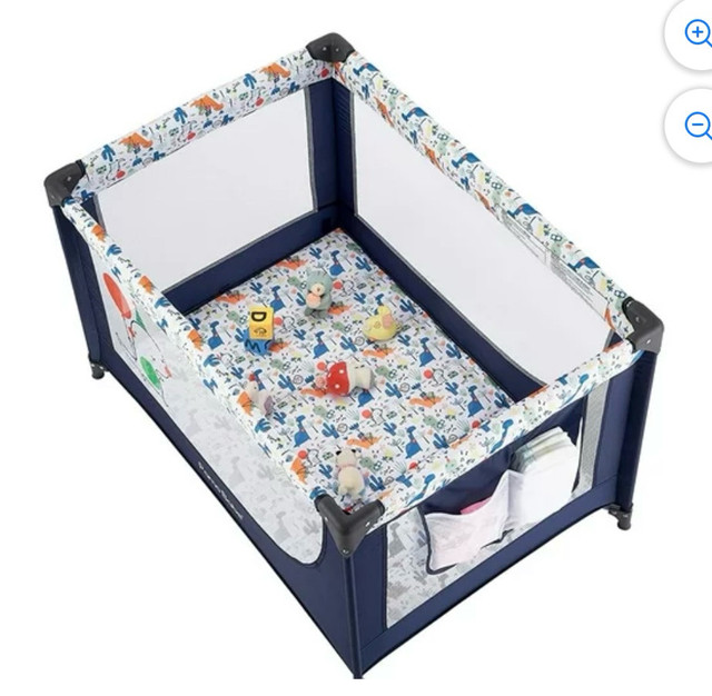 Pamo Portable Crib with Padded Mat: blue in Playpens, Swings & Saucers in Markham / York Region - Image 4