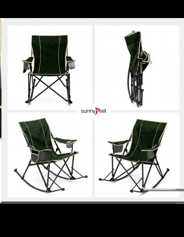2* SunnyFeel Camping Rocking Chairs for Adults, Outdoor Folding  in Patio & Garden Furniture in Hamilton - Image 8
