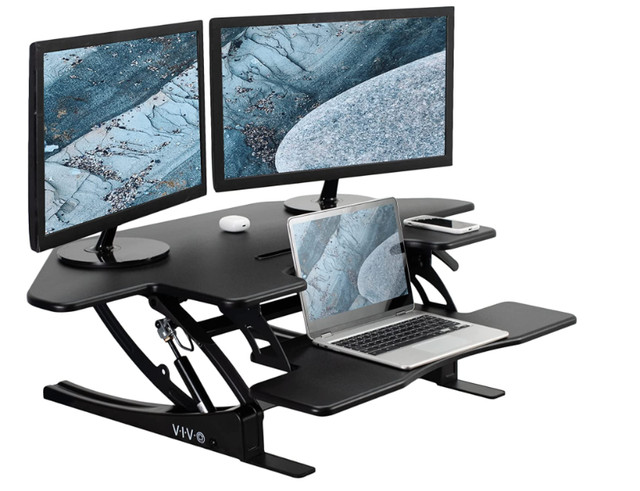 Corner Height Adjustable 43 inch Standing Desk - VIVO Black in Desks in City of Toronto - Image 2