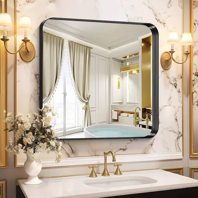 30"x30", Large Square Wall Mirror with Black Aluminum Frame Rou in Home Décor & Accents in Markham / York Region - Image 2