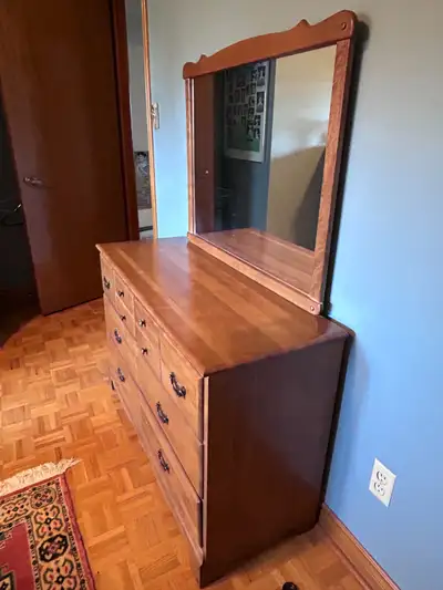 Solid Wood Youth Bedroom Set – Dresser + Mirror + Nightstand, View more