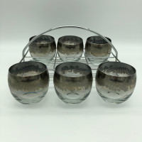 MCM Dorothy Thorpe Silver Ombre Lowball Glasses with Caddy
