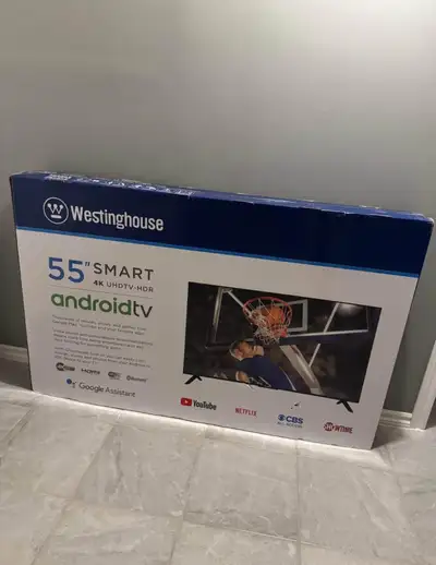Brand new in a box Westinghouse 55" SMART TV 4K UHDTV-HDR android tv PICK UP IN KANATA