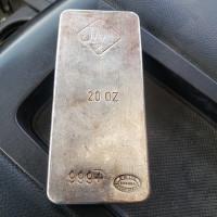 20 oz Johnson Matthey silver bar.