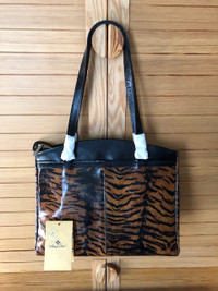 NEW Patricia Nash Leather Handbag Tags Purse Tiger Print Luxury