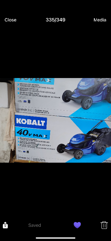 Kolbalt self propelled lawn mower 20 inches steel brushes Motor 40 V Includes battery 5.o Ah battery...