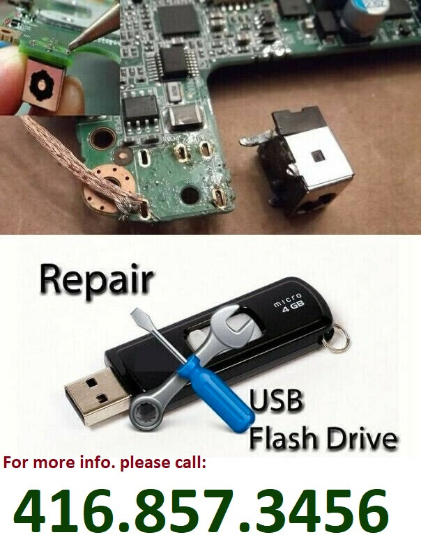We fix Laptop power jack +Recover Files from damaged, broken USB in Services (Training & Repair) in City of Toronto