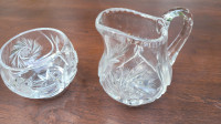 W.J. Hughes Pinwheel Glass Sugar and Creamer Set