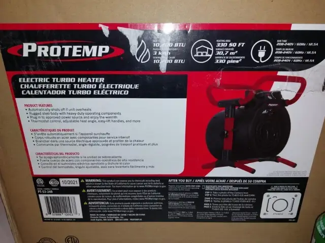 Chaufrette protemp 240 volts turbo neuf in Fireplace & Firewood in Laurentides - Image 2