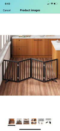 Black 37-74" Extra Wide Dog Gate Indoor, Bamboo Dog Gates for Th