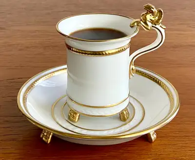 Hammersley Cup & Saucer Gold Gilded Figural Handle & Claw Feet, View more