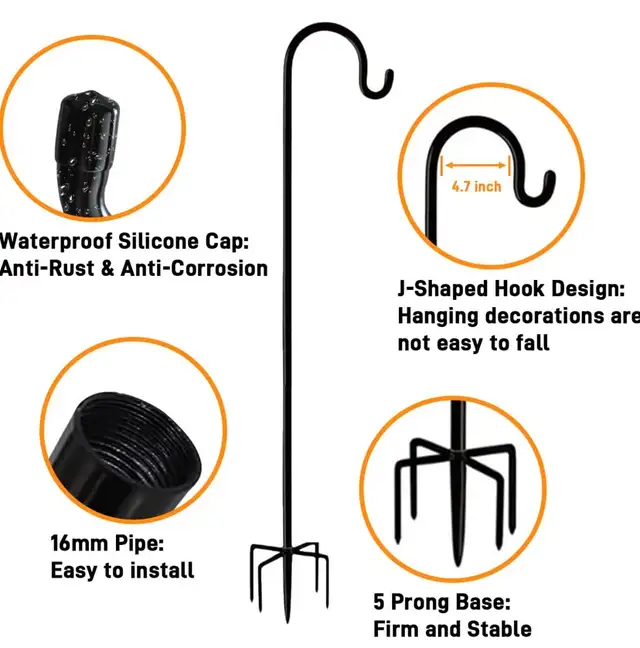 New 2packs 60” Shepherds Hook 60Inches 2 Packs for Bird Feeder63235093321475121
