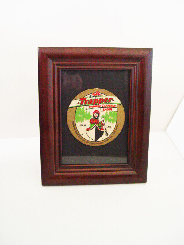 Framed Original Trapper Beer Coaster: Canadian Breweriana in Arts & Collectibles in St. Catharines