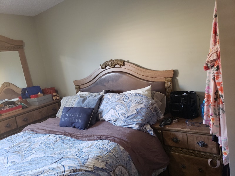 Bedroom set , Dresser chest of drawers and bed side two drawer