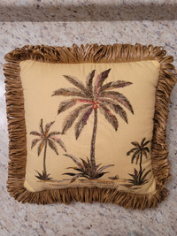 Tropical Theme Decorative Cushion - Beaded Palm Trees