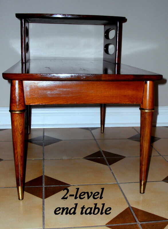 Vintage mid-century end table, 2 tiers, solid walnut, Canada in Arts & Collectibles in City of Toronto - Image 4