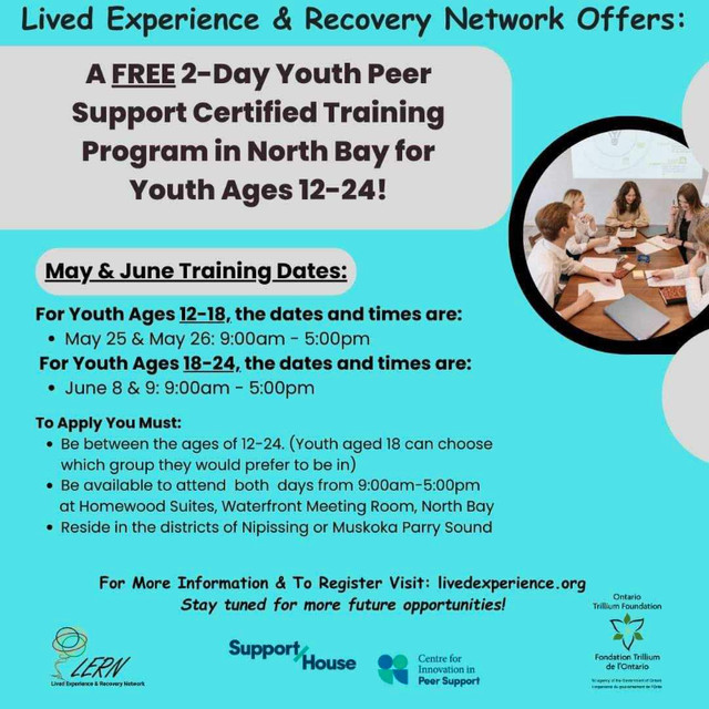 FREE 2-DayYouth Peer Support Training Program! in Classes & Lessons in North Bay - Image 3