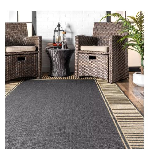 Asha Simple Border Dark Grey 9 ft. 6 in. x 12 ft. Indoor/Outdoor in Rugs, Carpets & Runners in Mississauga / Peel Region - Image 4