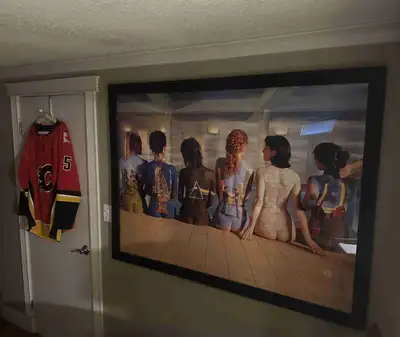 X-Large professionally framed Pink Floyd body-paint poster., View more