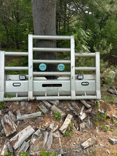 Hers Moose Bumper off Peterbilt 389. No dents or bends in it in great shape. Comes with Roo lights a...