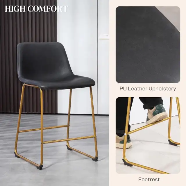 Modern Bar Height Stool, PU Leather Upholstered Stools  in Chairs & Recliners in Markham / York Region - Image 11