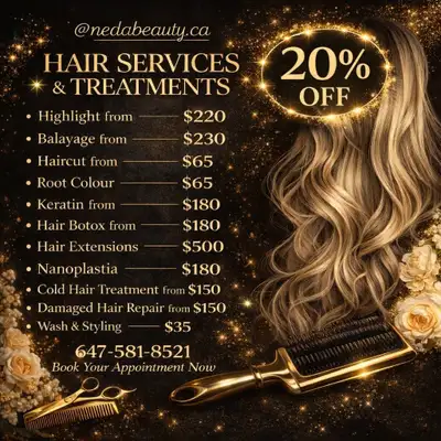 See our price in my website https://www.nedabeautyhairsalon.com