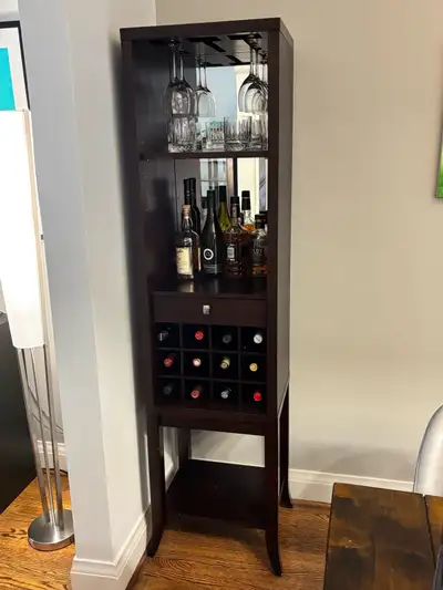 Crate & Barrel Tall Bar/Wine Cabinet — Espresso Finish, View more