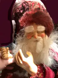 Beautiful Huge Velvet Doll Old World Santa Christmas Stocking 