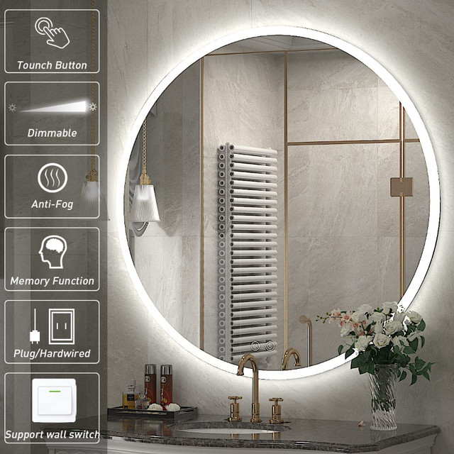 BRAND NEW FTOTI 24 Inch 6000K Wall Mounted Led Round Mirror in Home Décor & Accents in London - Image 3